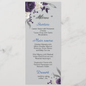 Lila weiße Blume Silber Blätter Hochzeit Menükarte (Vorderseite)