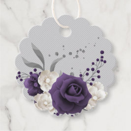 Lila weiße Blume silberne Blätter Geschenkanhänger