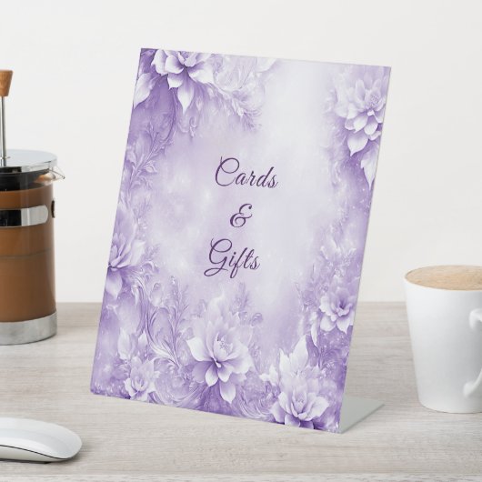 Lila weiße Blume Tabletop-Zeichen Sockelschild (In SItu)