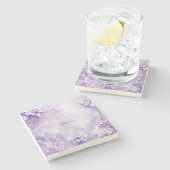 Lila weiße Blume Untersetzer (Seitenansicht)