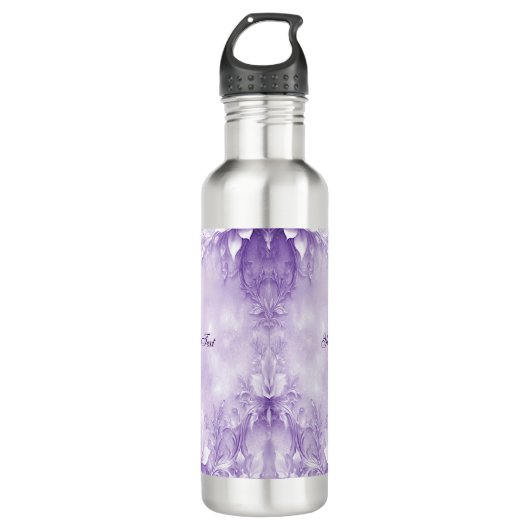 Lila weiße Blume Wasser Flasche Edelstahlflasche (Vorderseite)