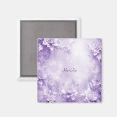 Lila Weiße Blumen Magnet (Vorderseite/Rückseite)
