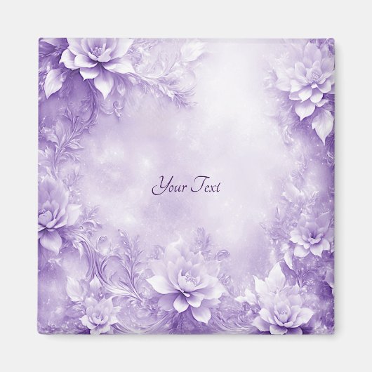 Lila Weiße Blumen Magnet (Vorne)