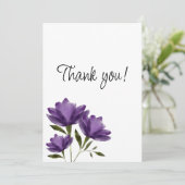 Lila weiße Blumen Moderne romantisch minimalistisc Dankeskarte (Stehend Vorderseite)