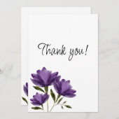 Lila weiße Blumen Moderne romantisch minimalistisc Dankeskarte (Vorne/Hinten)