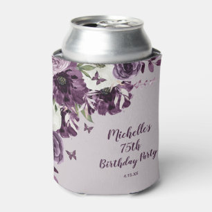Lila Weiße Blumen Schmetterlinge 75. Geburtstag Dosenkühler