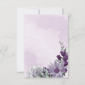 lila-weiße Blumengrün Dankeskarte (Rückseite)