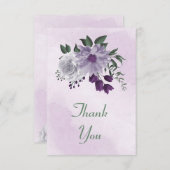 lila-weiße Blumengrün Dankeskarte (Vorne/Hinten)