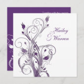 Lila, weiße Blumenzwiebeleinladung Einladung (Vorne/Hinten)