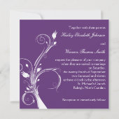 Lila, weiße Blumenzwiebeleinladung Einladung (Rückseite)