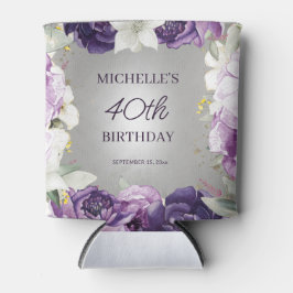 Lila Weiße Blüte 40. Geburtstag Dosenkühler
