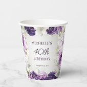 Lila Weiße Blüte 40. Geburtstag Pappbecher (Vorderseite)