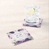 Lila Weiße Blüte 40. Geburtstag Rechteckiger Pappuntersetzer (Vor Ort)