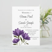 Lila weiße Blüte modern botanisch minimalistisch Einladung (Stehend Vorderseite)