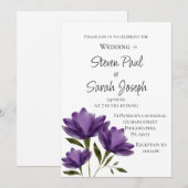 Lila weiße Blüte modern botanisch minimalistisch Einladung (Vorne/Hinten)