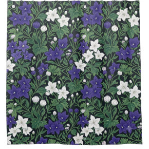 Lila-weiße botanische Blumen-Duschvorhang Duschvorhang
