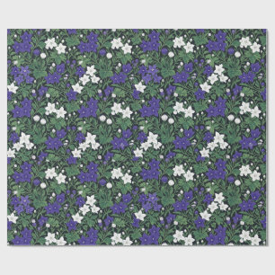 Lila-weiße botanische Blumeneinwickelpapier Geschenkpapier