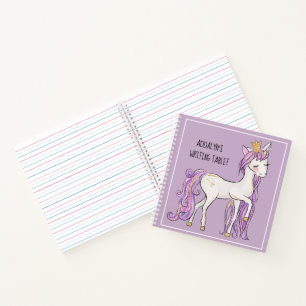 Lila-weiße Einhorn-Tiara-Kleine Schreibtafel Notizblock