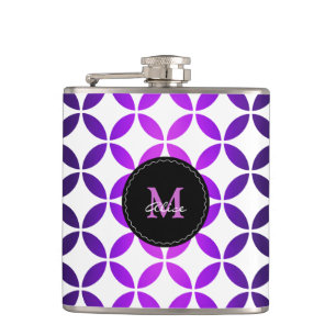 Lila weiße elegante abstrakte Kreise und Diamante Flachmann