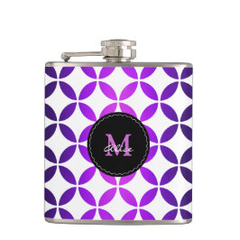 Lila weiße elegante abstrakte Kreise und Diamanten Flachmann