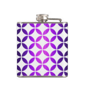 Lila weiße elegante abstrakte Kreise und Diamanten Flachmann (Rückseite)