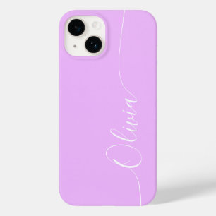Lila Weiße Elegante Kalligrafie-Schrift Name Case-Mate iPhone 14 Hülle