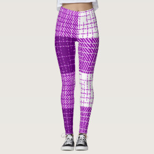 Lila-weiße, fett karierte Karo-Design  Leggings