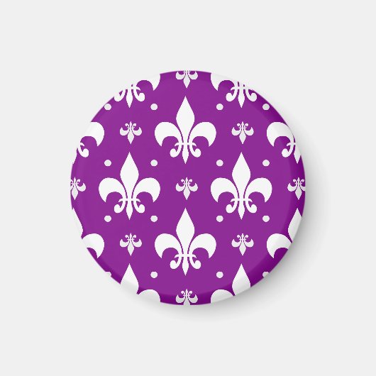 Lila-weiße Fleur-de-lis-Gestaltung Magnet (Vorne)