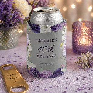 Lila Weiße Florale 40. Geburtstagsfeier  Dosenkühler