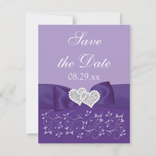 LILA, weiße, florale Save the Date-Karte RSVP Karte (Vorderseite)