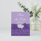 LILA, weiße, florale Save the Date-Karte RSVP Karte (Stehend Vorderseite)