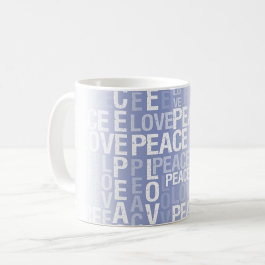 Lila Weiße Frieden Liebe Kaffeetasse (Vorderseite Links)