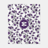 lila weiße Fußballbälle Mannschaftsfarben mit Mono Fleecedecke (Vorderseite)