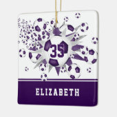 Lila weiße Fußballstars personalisiert Keramikornament (Links)