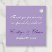 Lila, weiße Gastgeschenk Hochzeit Geschenkanhänger (Rückseite)