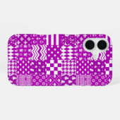 Lila Weiße Gemischte Muster Patchwork-Design  iPhone 16 Hülle (Rückseite (Horizontal))