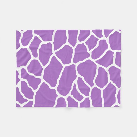Lila Weiße Giraffe Hautmuster Fleece Blanken (Vorderseite (Horizontal))