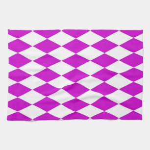 Lila Weiße Harlekin Diamanten Dame Design  Geschirrtuch