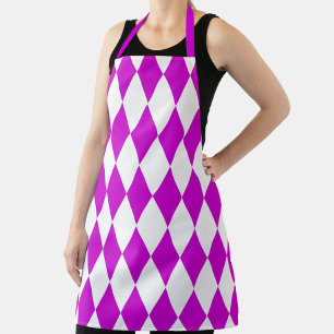 Lila Weiße Harlekin Diamanten Dame Design Schürze