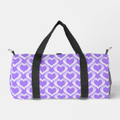 Lila Weiße Herzen Muster Duffle Bag (Vorderseite)