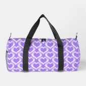 Lila Weiße Herzen Muster Duffle Bag (Rückseite)