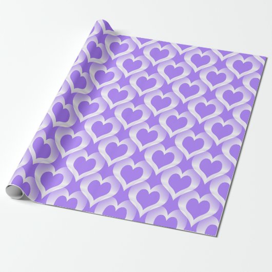 Lila Weiße Herzen Muster Geschenkpapier (Ungerollt)