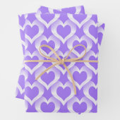 Lila Weiße Herzen Muster Geschenkpapier Set (Beispiel)