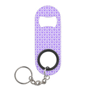 Lila Weiße Herzen Muster Mini Flaschenöffner