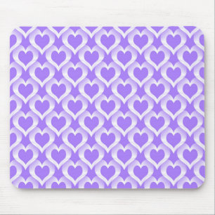 Lila Weiße Herzen Muster Mousepad