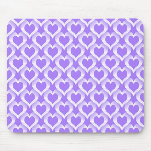 Lila Weiße Herzen Muster Mousepad (Vorne)