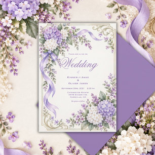 Lila Weiße Hortensien Elegante Hochzeitseinladung Einladung