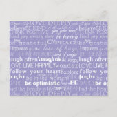 Lila weiße inspirierende Worte Weihnachten Postkarte (Vorderseite)