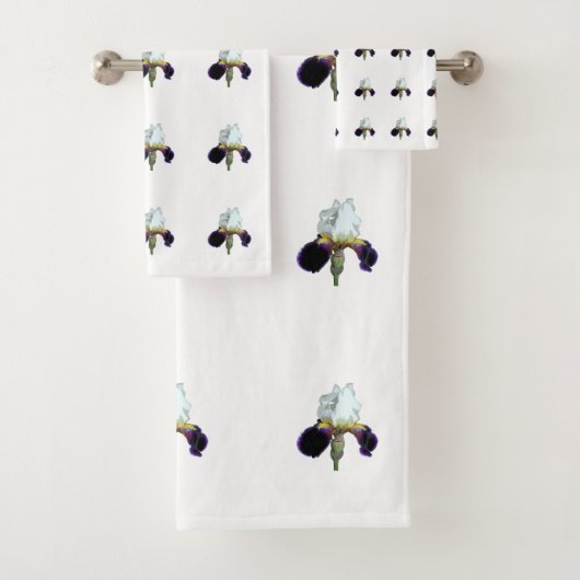 Lila-weiße Iris-Handtuch-Set Badhandtuch Set (Insitu)