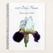 Lila-weiße Iris Tagesplaner Planer (Vorderseite)